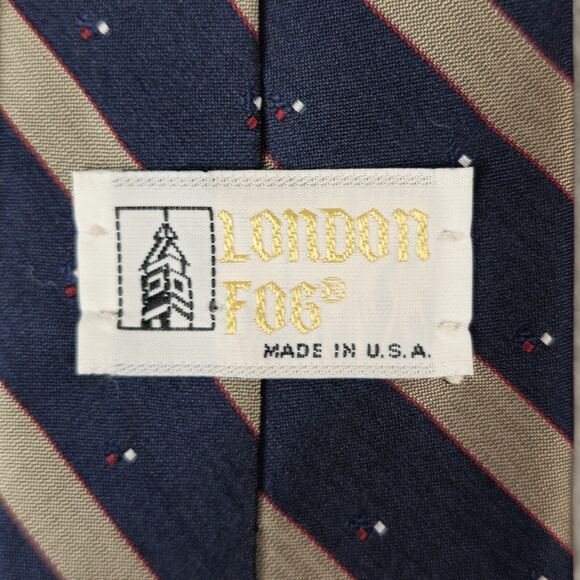 Vintage London Fog Mens Neck Tie 54"L Blue Striped Necktie Made in USA - Picture 7 of 9